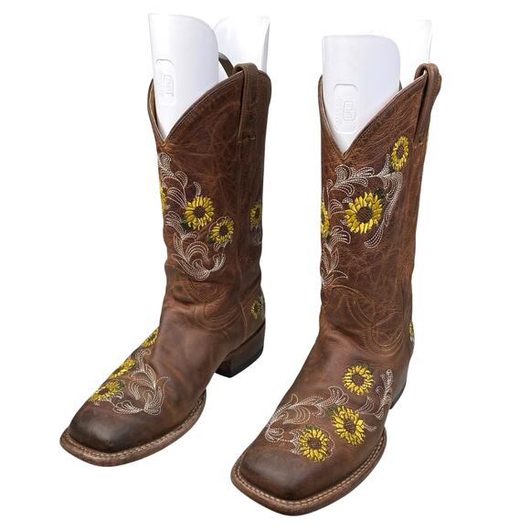 Shyanne Women’s Joyln Brown Leather Sunflower Cowgirl Boots Size US 8.5 B - Picture 6 of 10